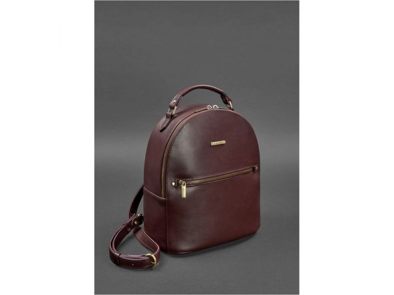 Кожаный женский мини-рюкзак Kylie Бордовый краст, фото 3