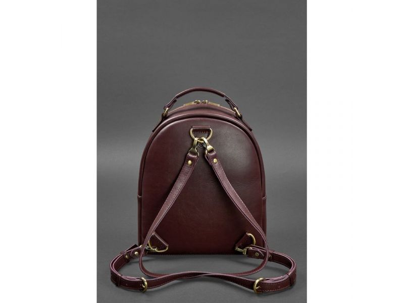 Кожаный женский мини-рюкзак Kylie Бордовый краст, фото 4