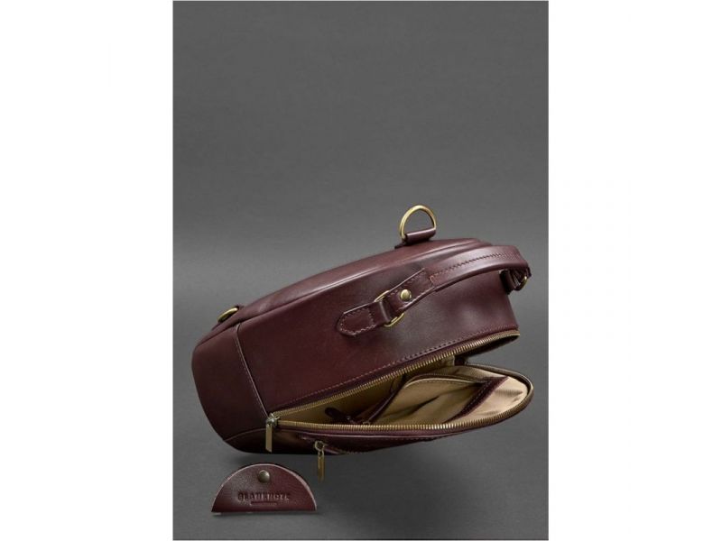 Кожаный женский мини-рюкзак Kylie Бордовый краст, фото 5