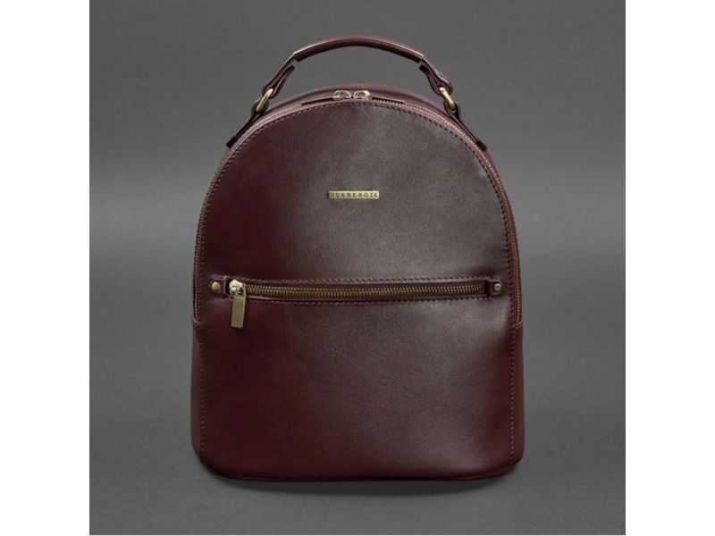 Кожаный женский мини-рюкзак Kylie Бордовый краст, фото 10