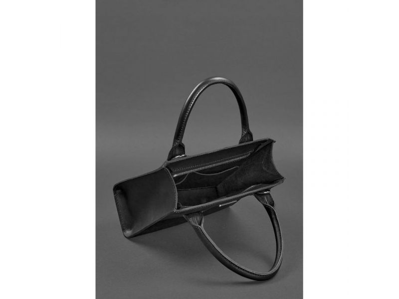 Кожаная женская сумка-кроссбоди черная, фото 6