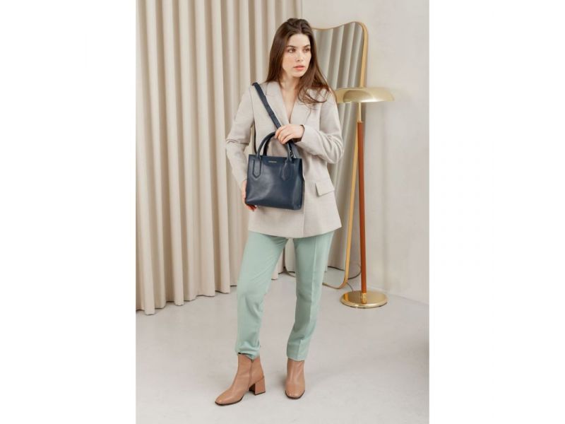 Кожаная женская сумка-кроссбоди темно-синяя, фото 9