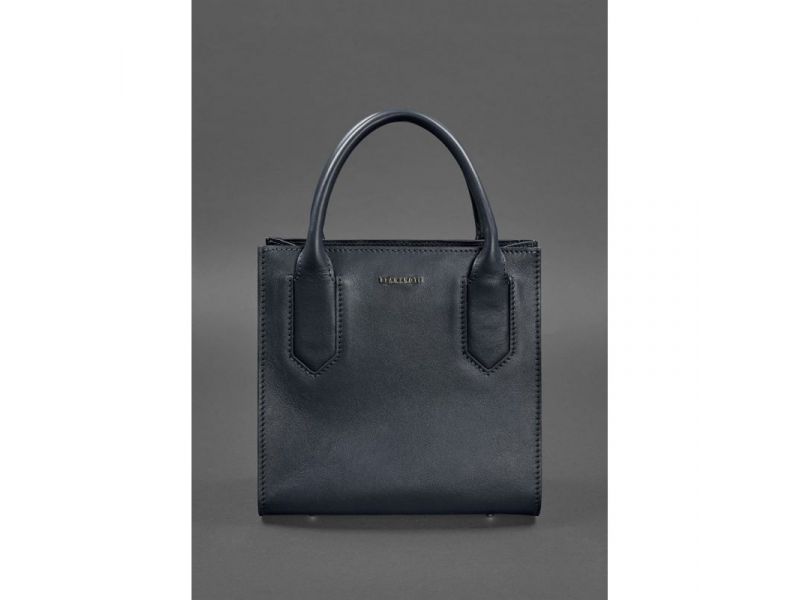 Кожаная женская сумка-кроссбоди темно-синяя, фото 2