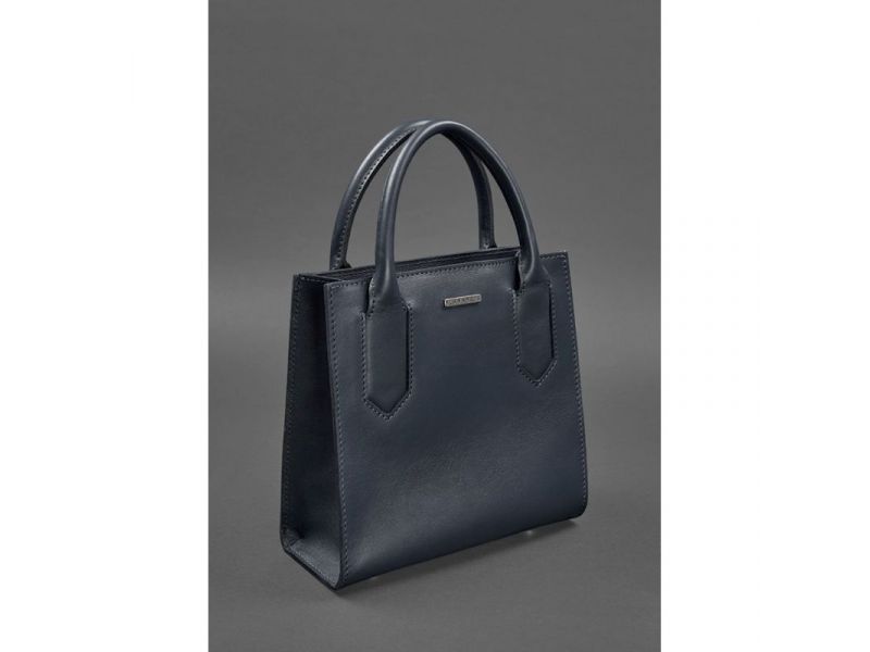 Кожаная женская сумка-кроссбоди темно-синяя, фото 3