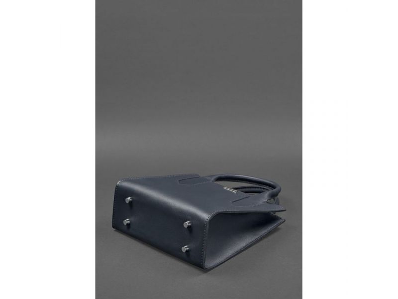 Кожаная женская сумка-кроссбоди темно-синяя, фото 5