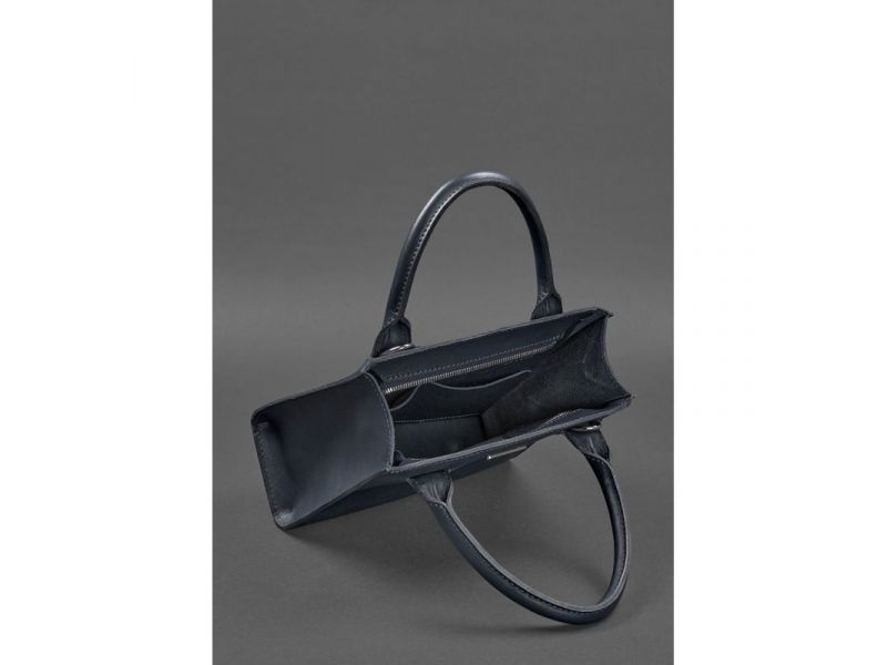 Кожаная женская сумка-кроссбоди темно-синяя, фото 6