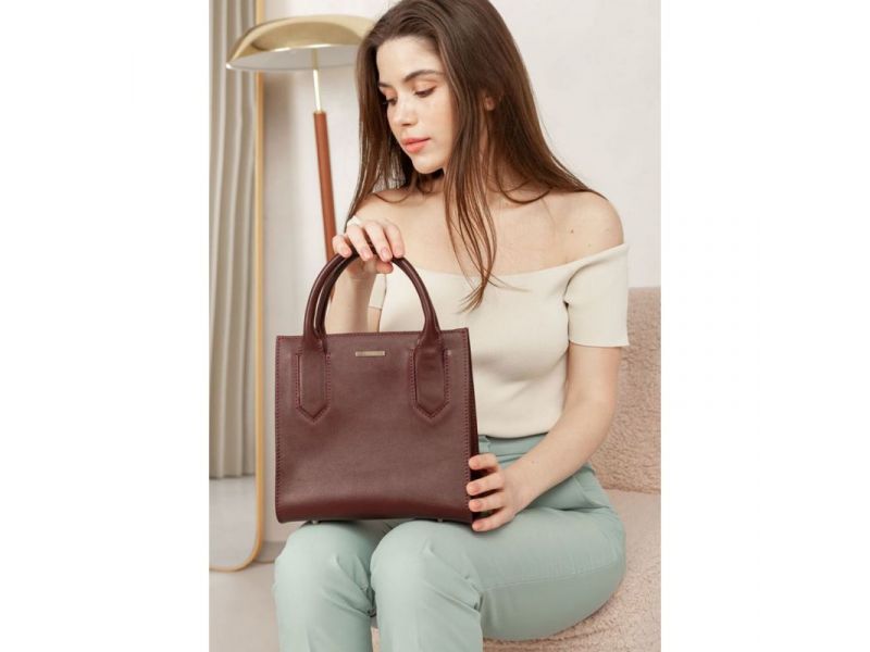 Кожаная женская сумка-кроссбоди бордовая, фото 10