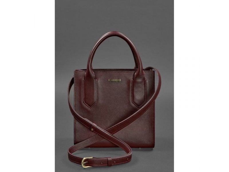 Кожаная женская сумка-кроссбоди бордовая, фото 4