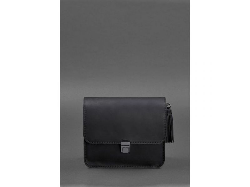 Кожаная женская бохо-сумка Лилу черная Crazy Horse, фото 6