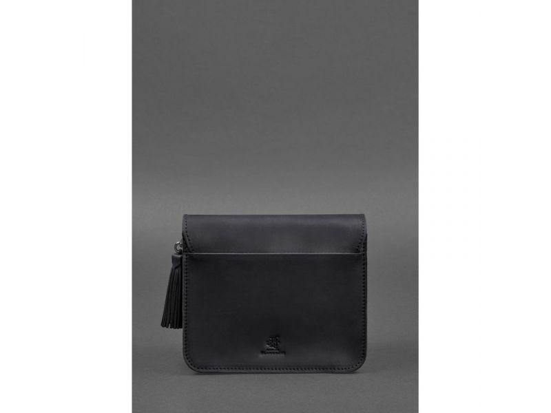 Кожаная женская бохо-сумка Лилу черная Crazy Horse, фото 5