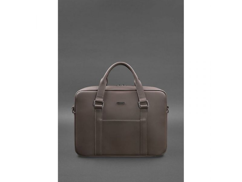 Кожаная сумка для ноутбука и документов темно-бежевая, фото 2