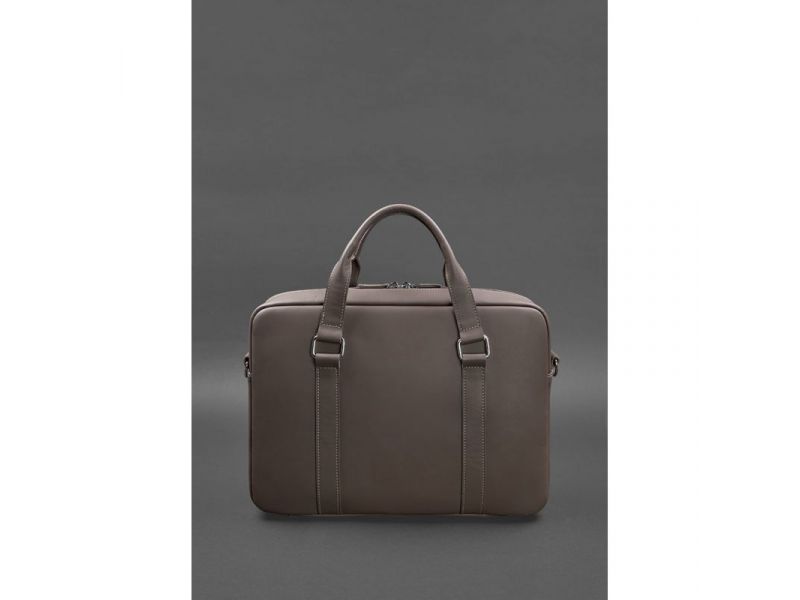Кожаная сумка для ноутбука и документов темно-бежевая, фото 3