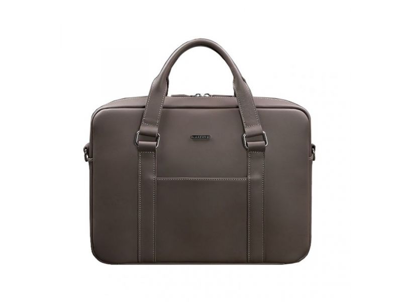 Кожаная сумка для ноутбука и документов темно-бежевая, фото 8