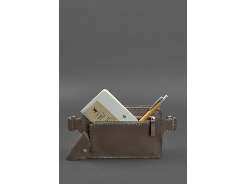 Кожаная поясная сумка Dropbag Mini темно-бежевая, фото 4