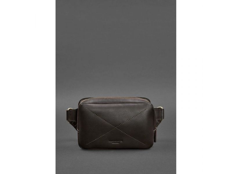 Кожаная поясная сумка Dropbag Mini темно-коричневая, фото 2