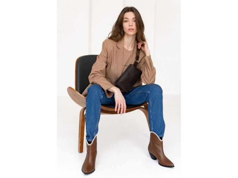 Кожаная поясная сумка Dropbag Mini темно-коричневая, фото 7