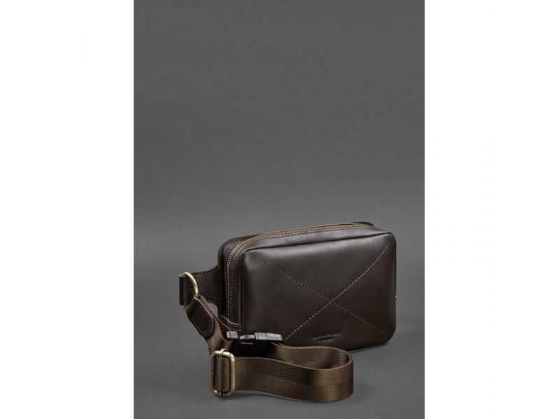 Кожаная поясная сумка Dropbag Mini темно-коричневая, фото 3