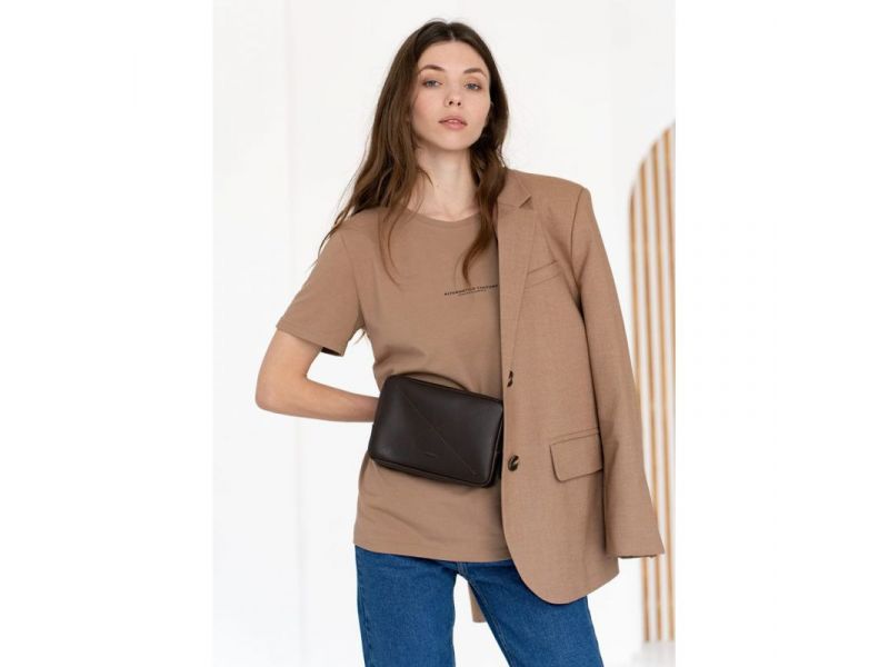 Кожаная поясная сумка Dropbag Mini темно-коричневая, фото 8