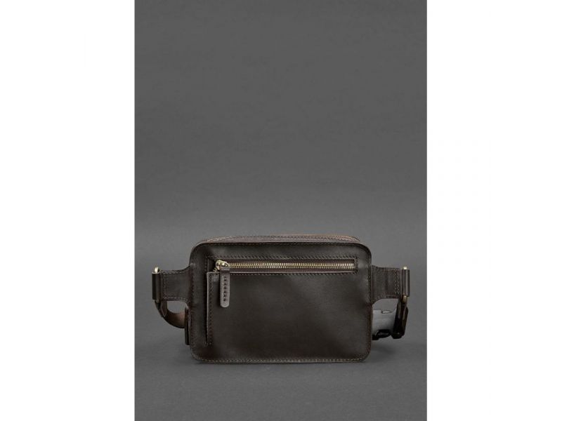 Кожаная поясная сумка Dropbag Mini темно-коричневая, фото 4