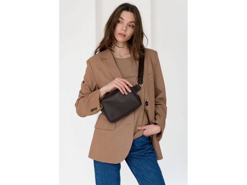 Кожаная поясная сумка Dropbag Mini темно-коричневая, фото 9