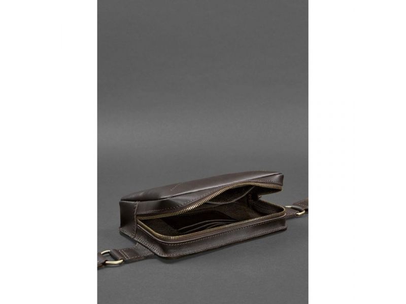 Кожаная поясная сумка Dropbag Mini темно-коричневая, фото 6