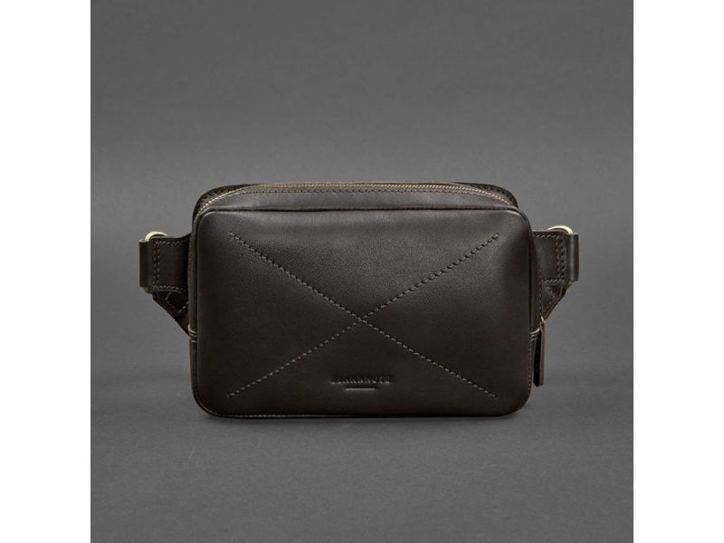 Кожаная поясная сумка Dropbag Mini темно-коричневая, фото 10
