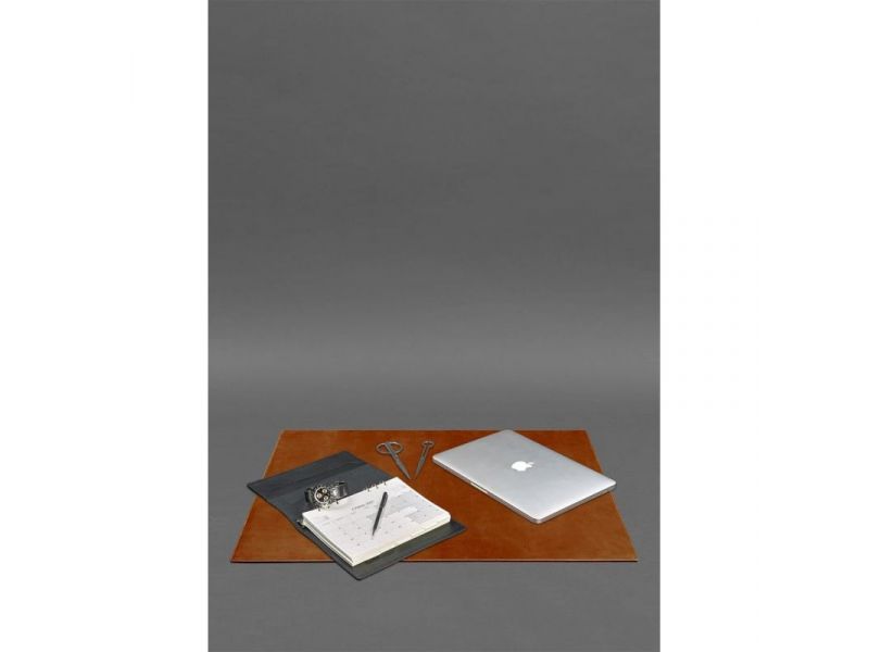 Накладка на стол руководителя - Кожаный бювар 1.0 Светло-коричневый Crazy Horse, фото 2