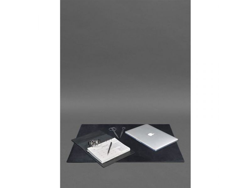 Накладка на стол руководителя - Кожаный бювар 1.0 Темно-синий Crazy Horse, фото 2