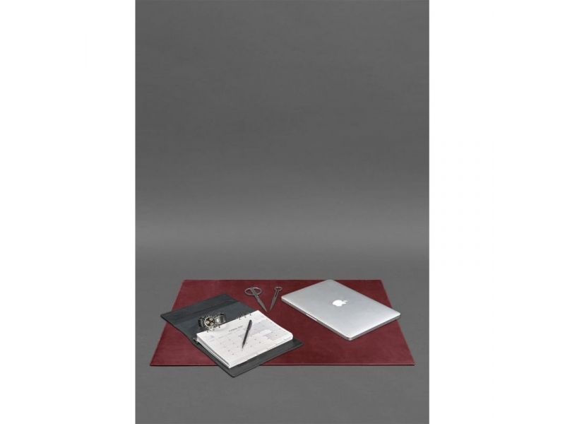 Накладка на стол руководителя - Кожаный бювар 1.0 Бордовый Crazy Horse, фото 2