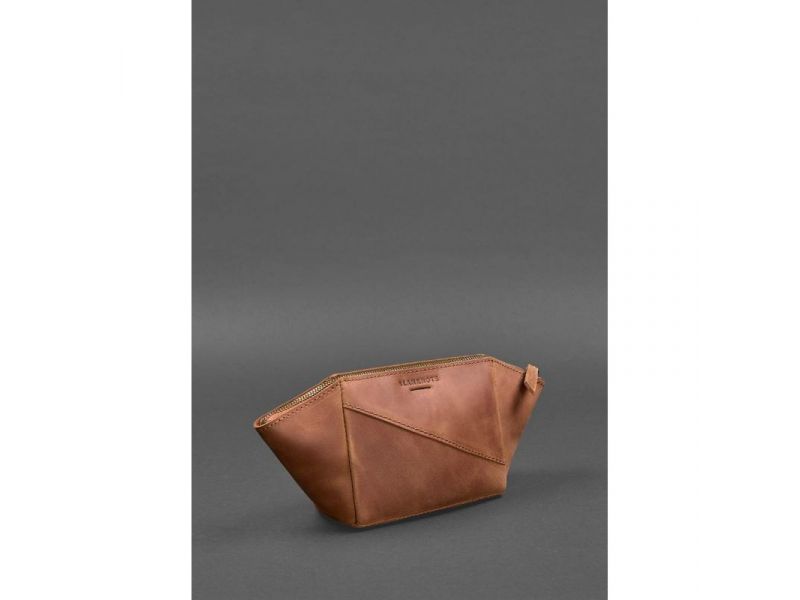 Женская кожаная косметичка 2.0 светло-коричневая Crazy Horse, фото 2