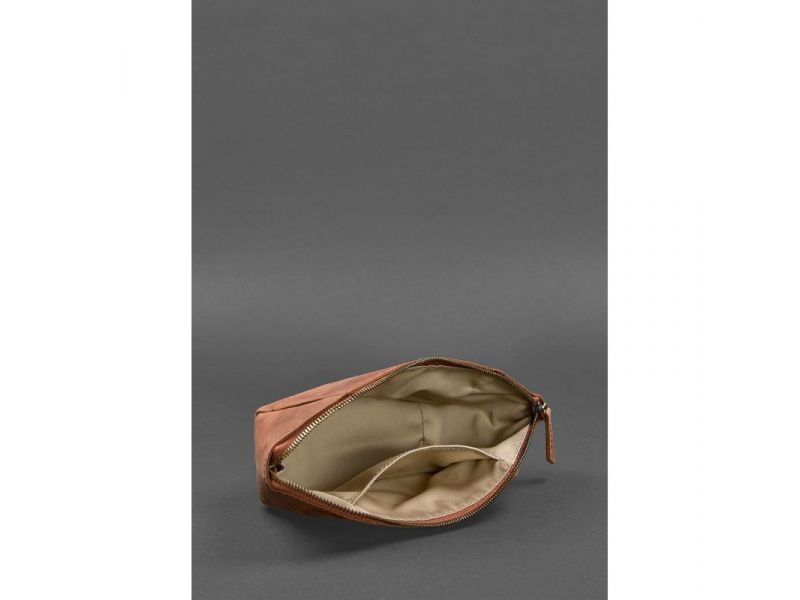 Женская кожаная косметичка 2.0 светло-коричневая Crazy Horse, фото 5