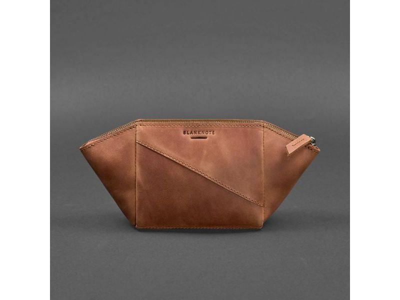 Женская кожаная косметичка 2.0 светло-коричневая Crazy Horse, фото 6