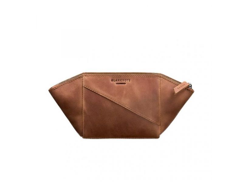 Женская кожаная косметичка 2.0 светло-коричневая Crazy Horse, фото 7