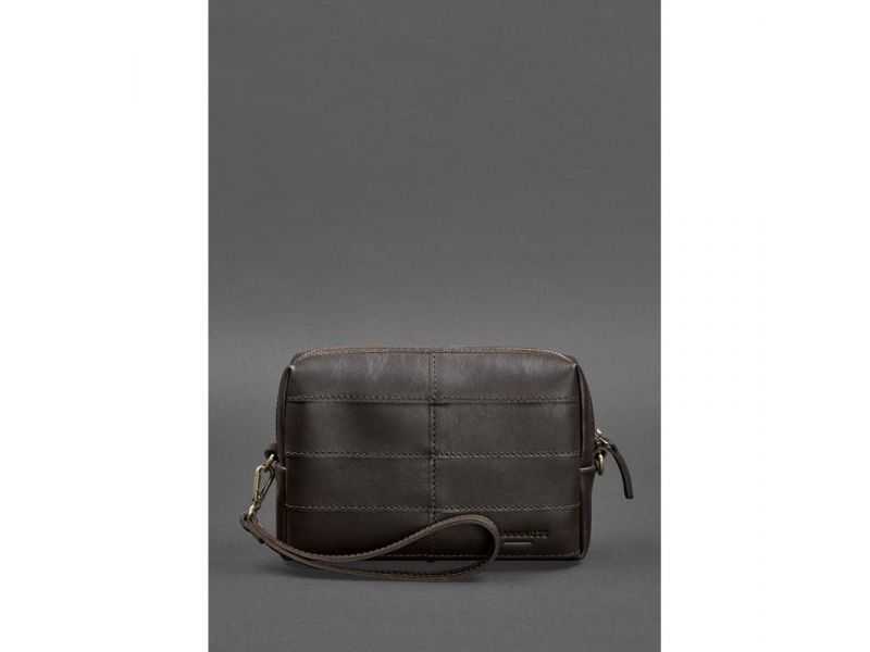 Кожаная косметичка-несессер 3.1 Темно-коричневый краст, фото 2