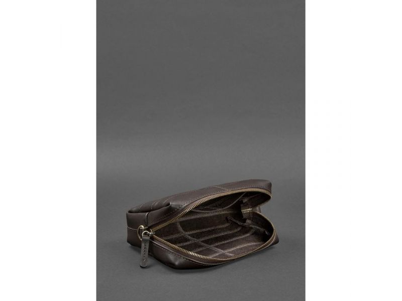 Кожаная косметичка-несессер 3.1 Темно-коричневый краст, фото 4