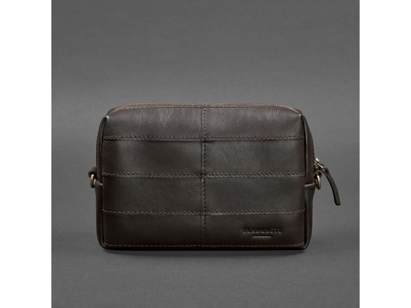 Кожаная косметичка-несессер 3.1 Темно-коричневый краст, фото 5