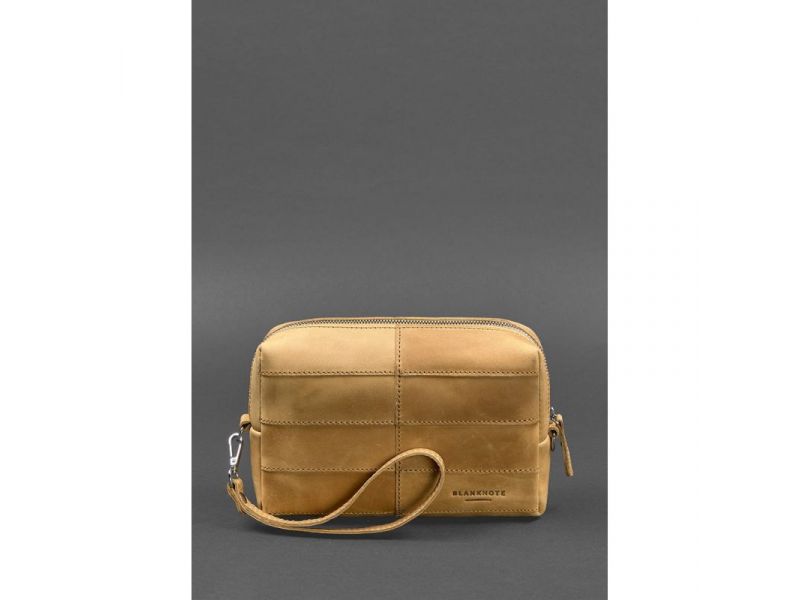 Кожаная косметичка-несессер 3.1 Желтый Crazy Horse, фото 2