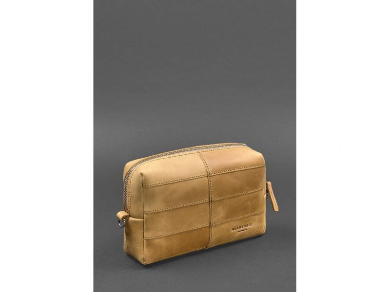 Кожаная косметичка-несессер 3.1 Желтый Crazy Horse, фото 3