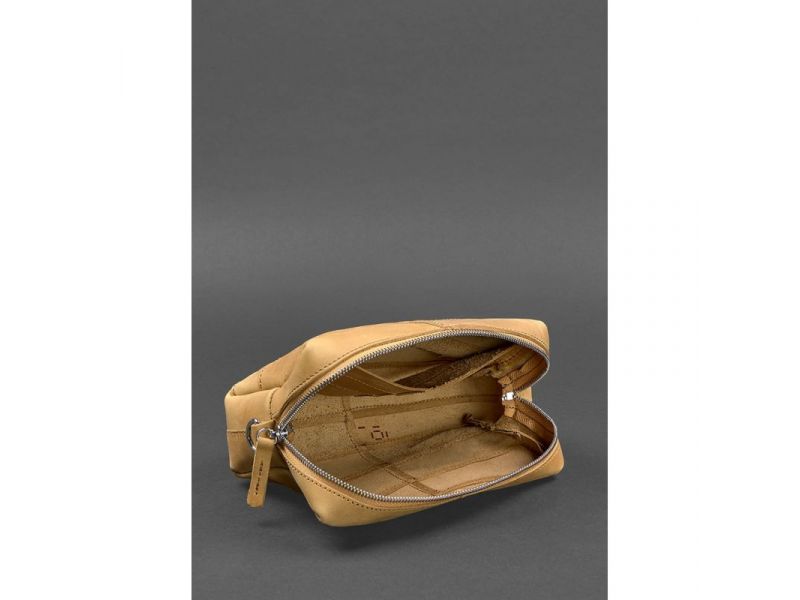 Кожаная косметичка-несессер 3.1 Желтый Crazy Horse, фото 4