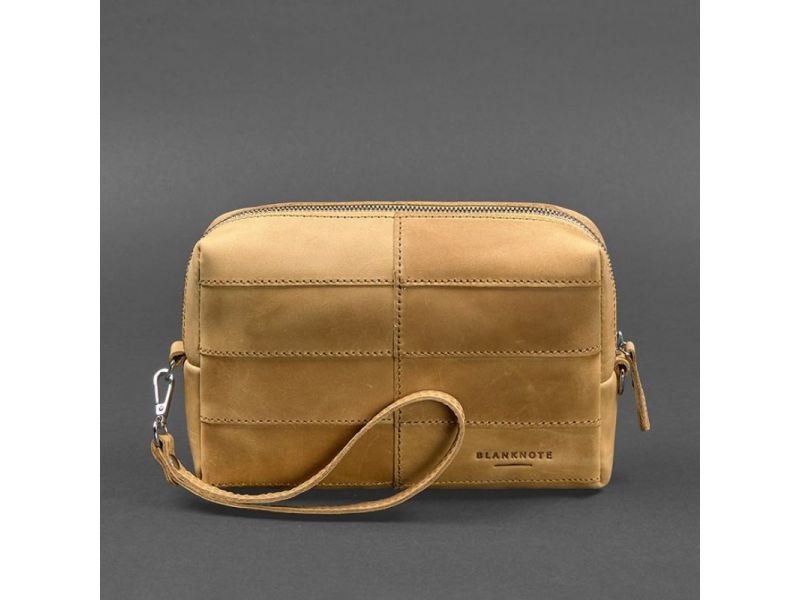 Кожаная косметичка-несессер 3.1 Желтый Crazy Horse, фото 5