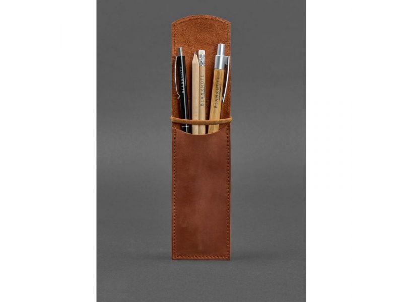 Кожаный чехол для ручек 1.0 светло-коричневый Crazy Horse, фото 2