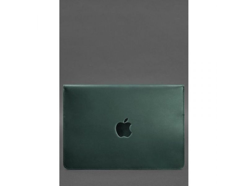 Кожаный чехол-конверт на магнитах для MacBook 15-16 дюйм Зеленый Crazy Horse, фото 2