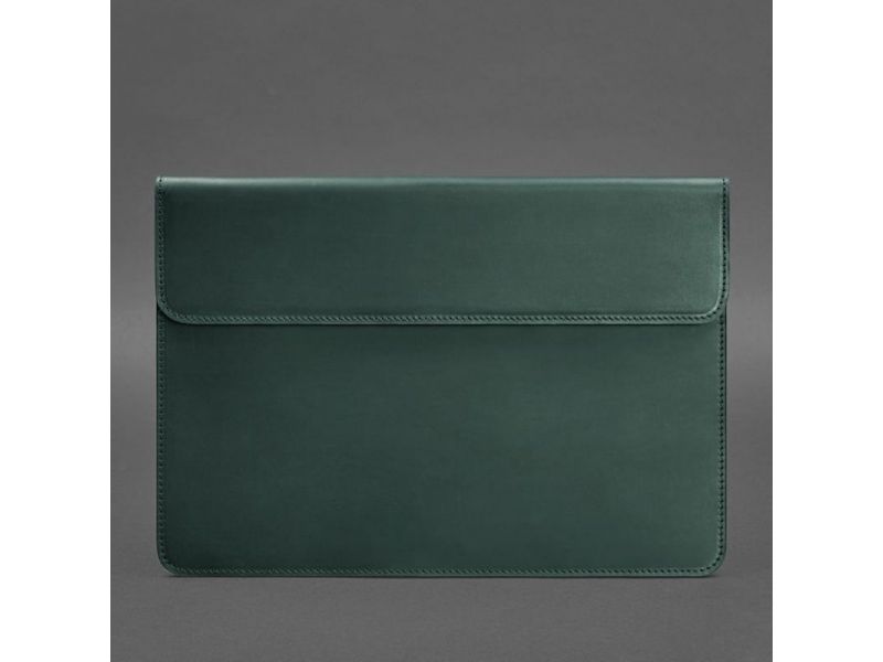 Кожаный чехол-конверт на магнитах для MacBook 13 Зеленый  Crazy Horse, фото 4