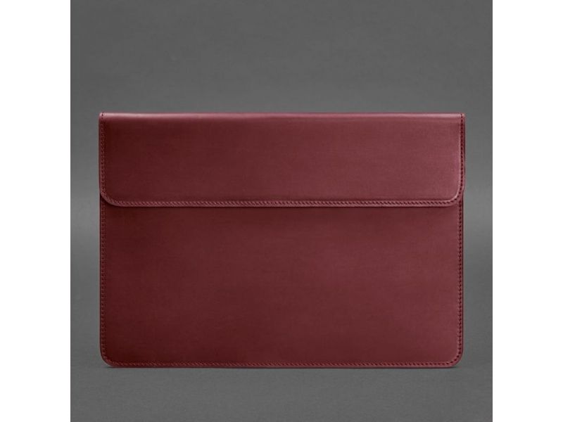 Кожаный чехол-конверт на магнитах для MacBook 13 Бордовый Crazy Horse, фото 4