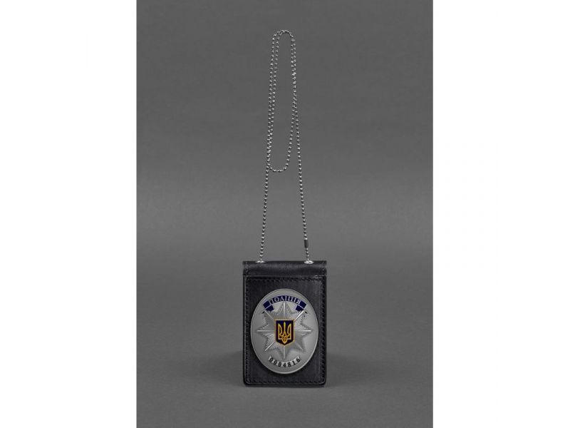 Кожаная обложка на цепочке для удостоверения и жетона, фото 1