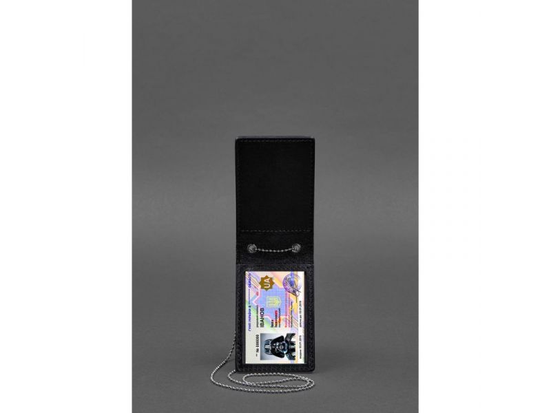 Кожаная обложка на цепочке для удостоверения и жетона, фото 6