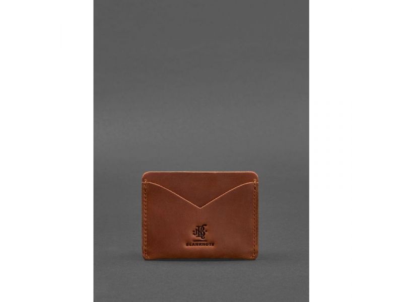 Кожаная визитница 5.0 светло-коричневая Crazy Horse, фото 1