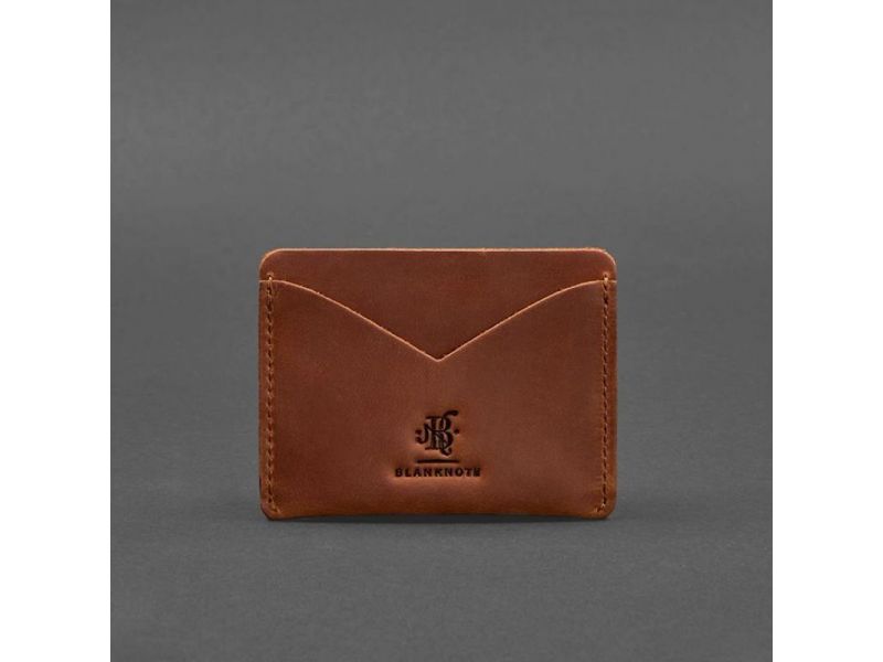 Кожаная визитница 5.0 светло-коричневая Crazy Horse, фото 4