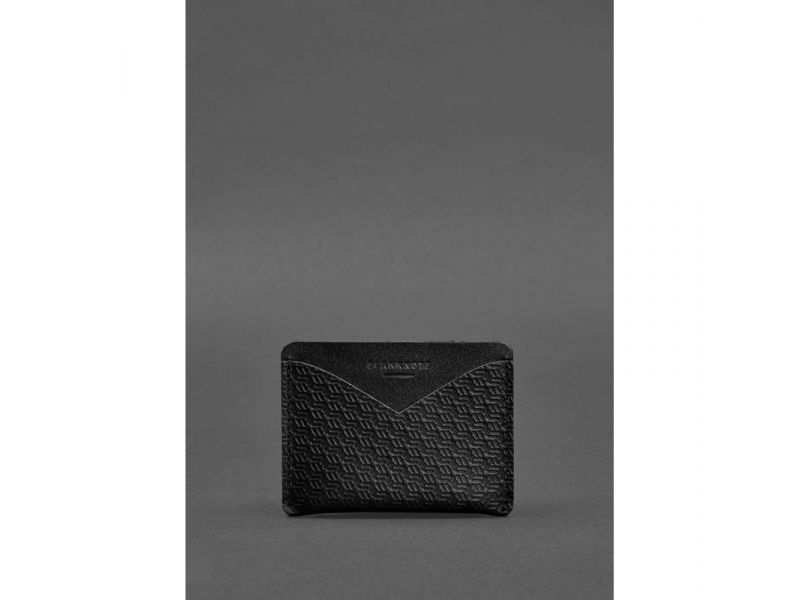 Кожаная визитница 5.0 черная Карбон, фото 1