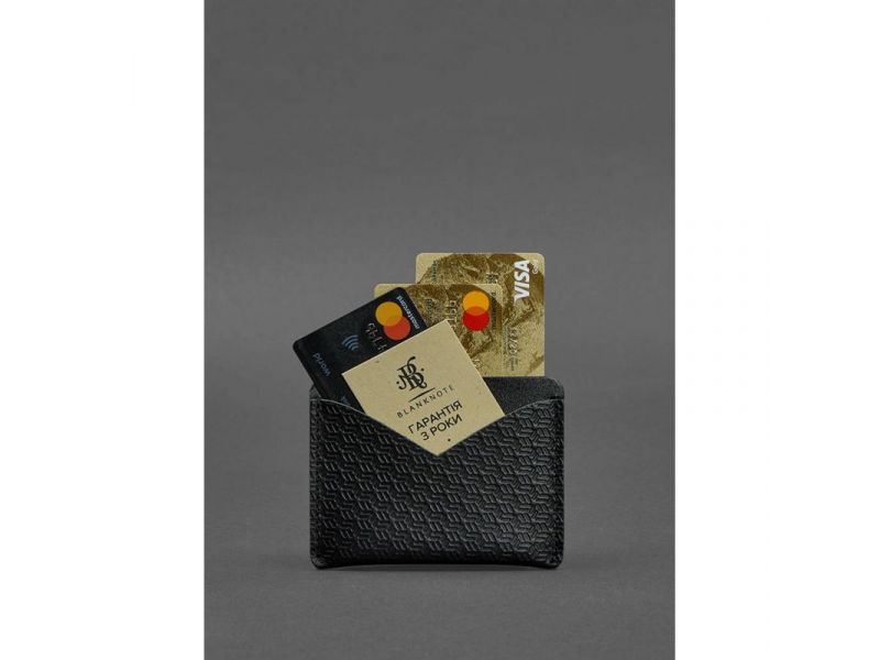 Кожаная визитница 5.0 черная Карбон, фото 2